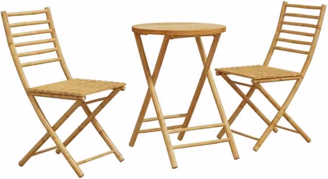 Berkfield Home 3 Piece Bamboo Bistro Set in Brown
