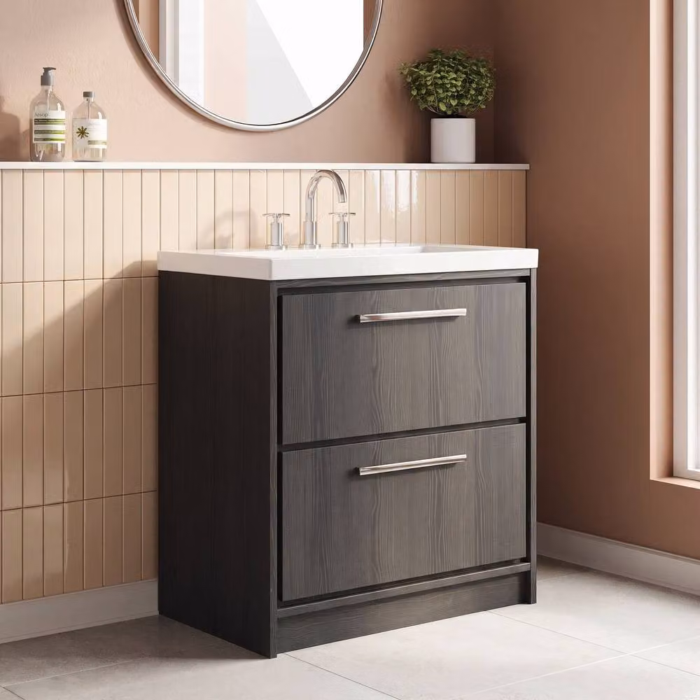 Balterley Longnor 2 Drawer Vanity Basin Unit, Graphite Grey, W: 80 cm – 2