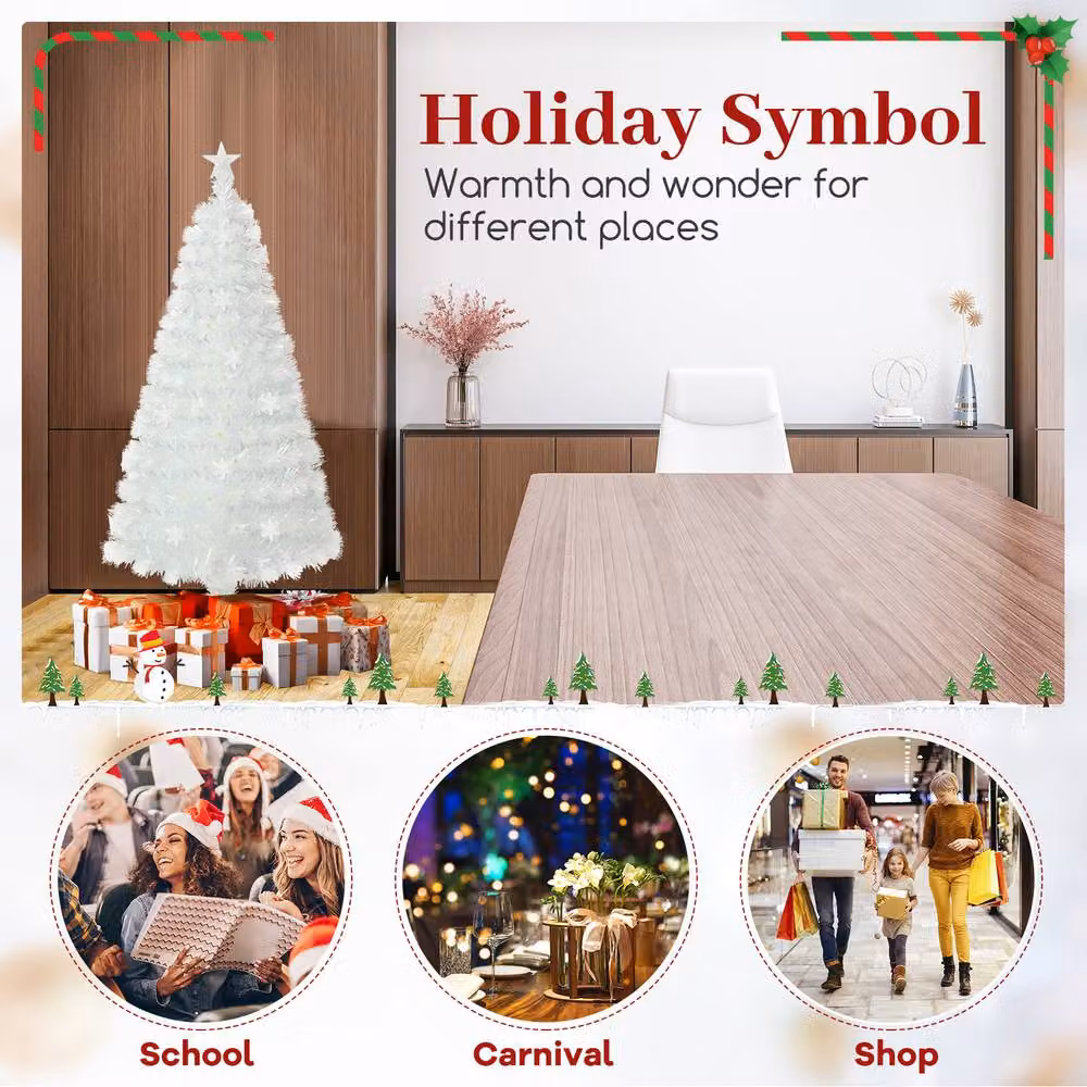 Gymax 5 FT White Pre-lit Christmas Celebration Tree with Multi-colour Lights – 2