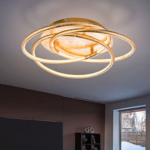 Globo Lighting Barna LED Ceiling Light, Gold/Brass, W: 50 cm, D: 14 cm, H: 14 cm – 4
