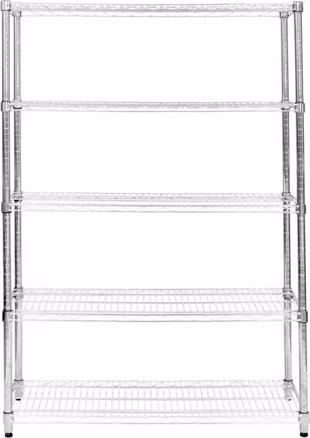 KuKoo 5 Tier Metal Wire Racking in Silver, H 150 cm x W 45 cm x D 45 cm