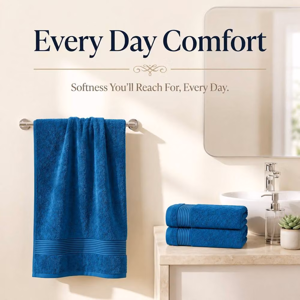 Pamposh Premium Cotton Bath and Hand Towel Set of 4, 500 GSM, Petrol Blue – 6