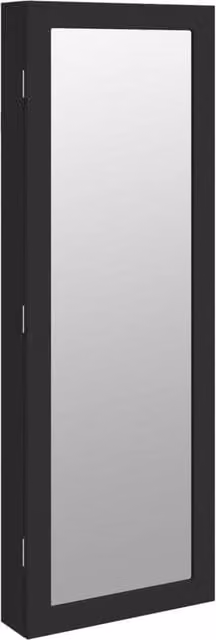 Berkfield Home Wall Mounted Mirror Jewellery Cabinet with LED Lights, Black