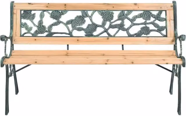 Berkfield Home Vintage Wood Garden Bench in Beige, Width: 122 cm