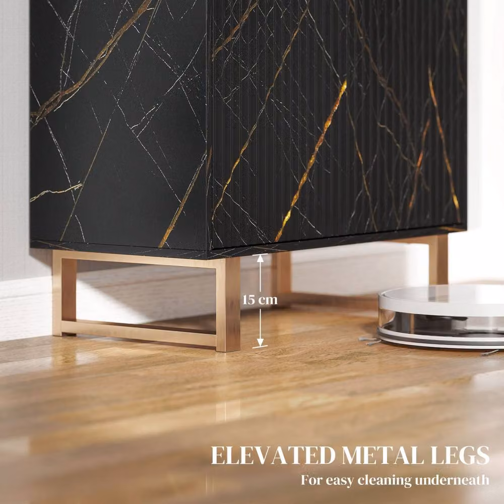 Wyld Haus Nomi Ribbed Sideboard in Black and Gold, W76.5 x D39 x H77 cm – 5