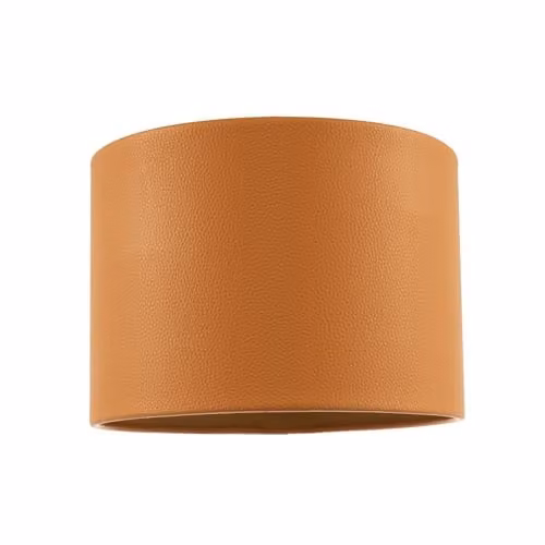 Happy Homewares Classic Round Faux Leather Lamp Shade in Yellow with Cotton Fabric Lining, W/D/H: 25 x 25 x 18 cm