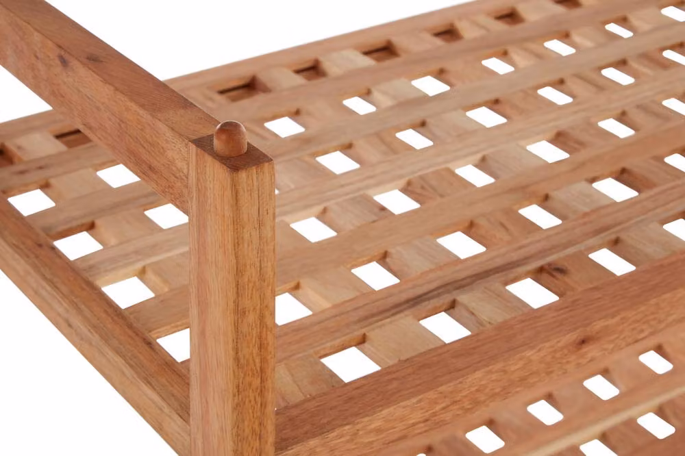 Orsina Arla 2 Tier Walnut Wood Grid Design Stackable Shoe Rack in Brown – 2