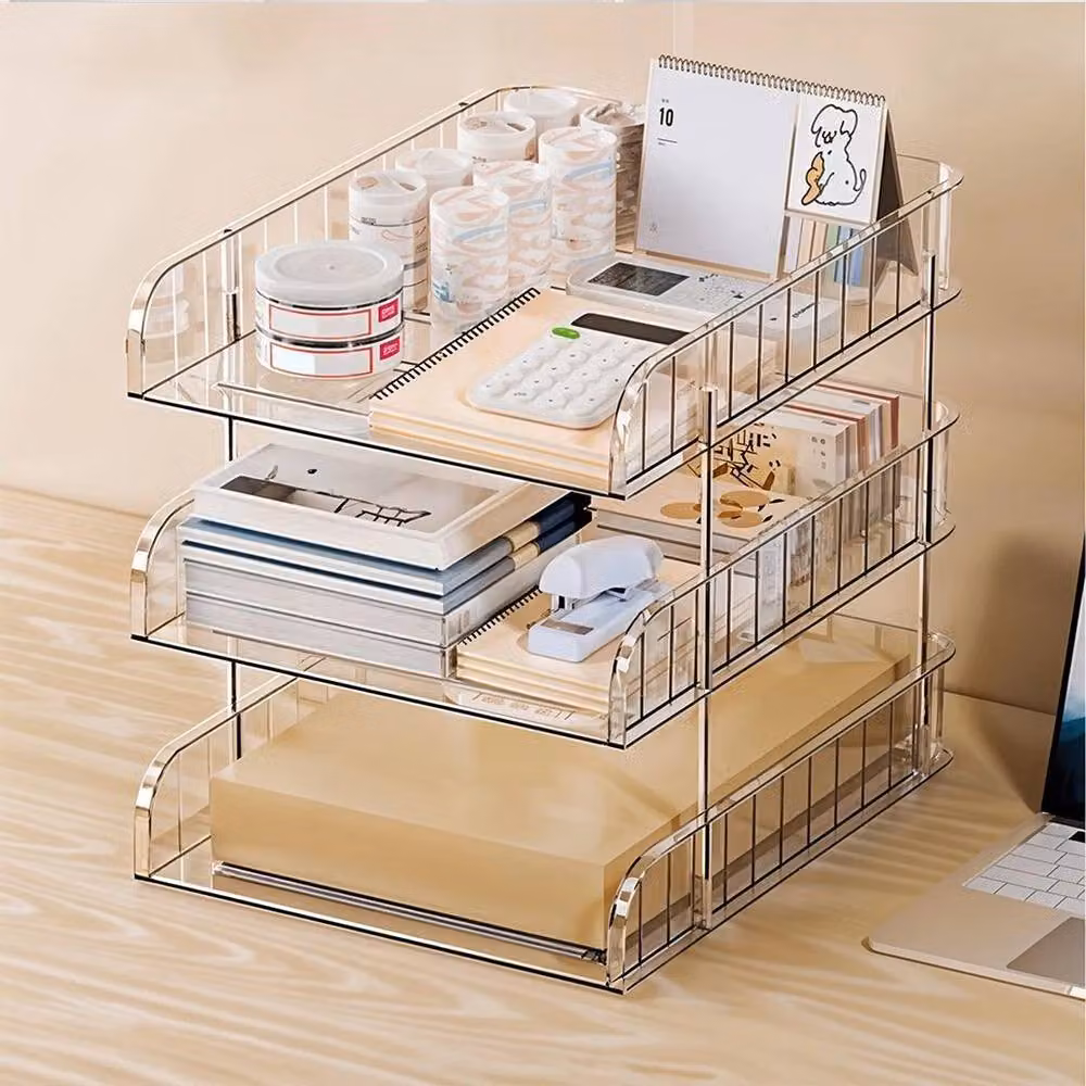 FLAVORA 3-Tier Stackable A4 Letter Tray in Transparent Acrylic – 2