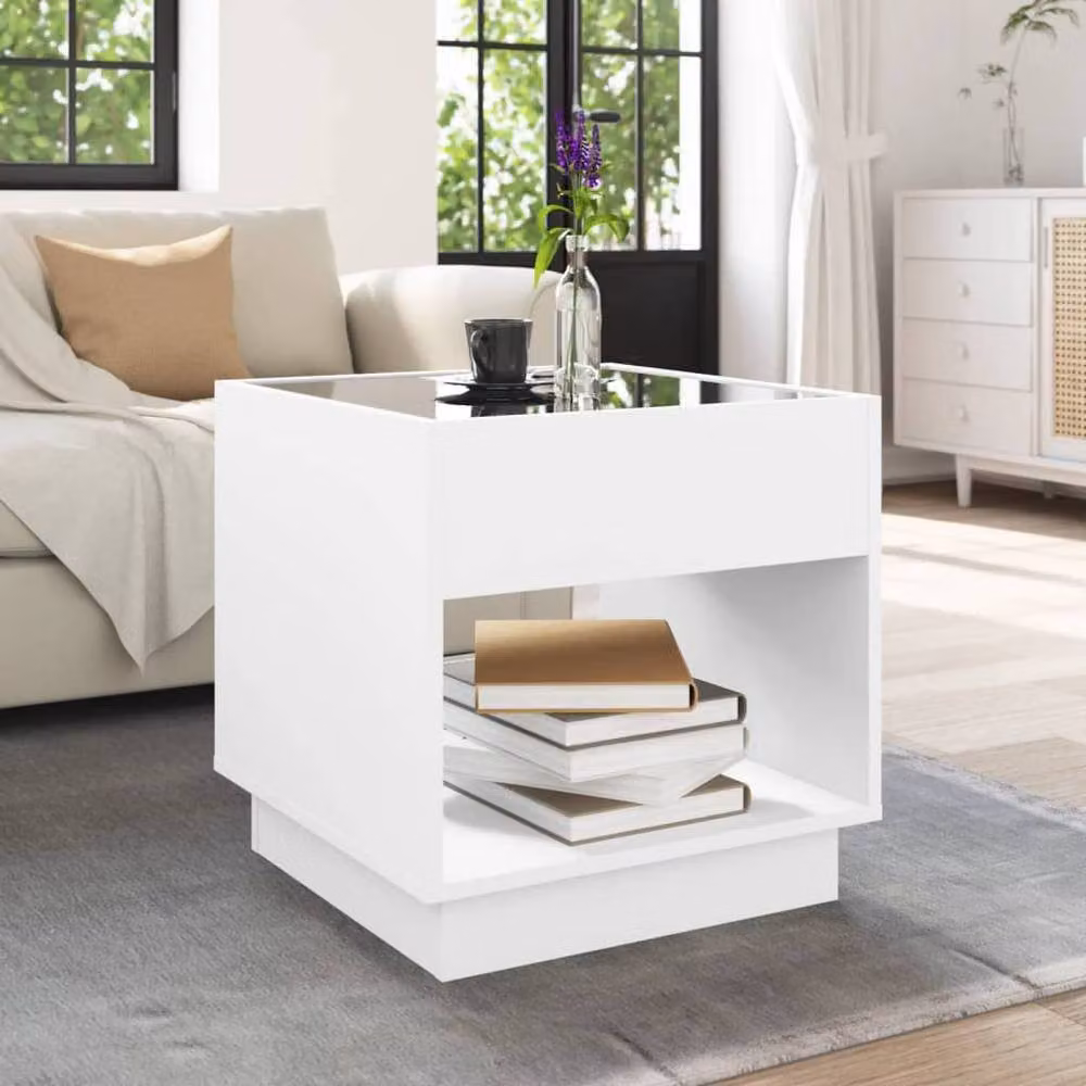 Berkfield Home Infinity LED Decorative Coffee Table in White, W/D/H: 50 x 50 x 50 cm – 2