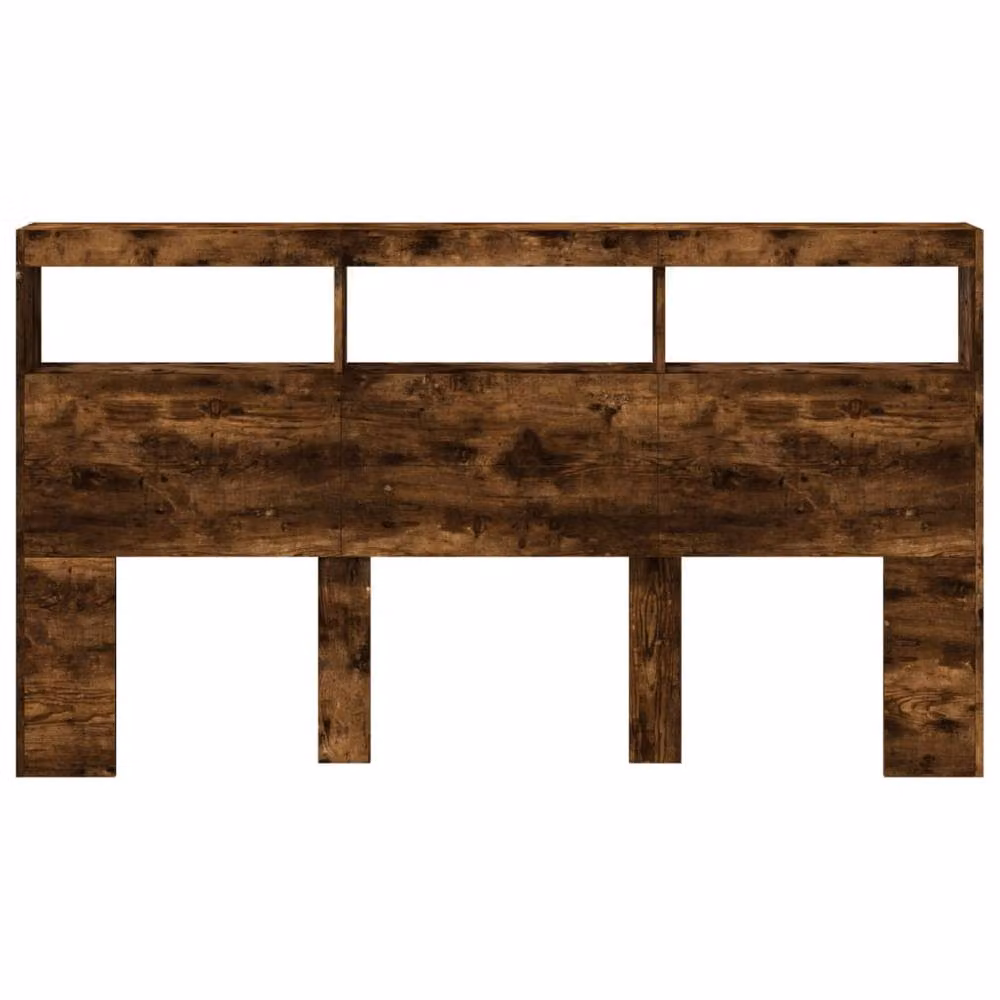 Berkfield Home Headboard Cabinet with LED in Smoked Oak Brown, W/D/H: 180 x 17 x 102 cm – 5