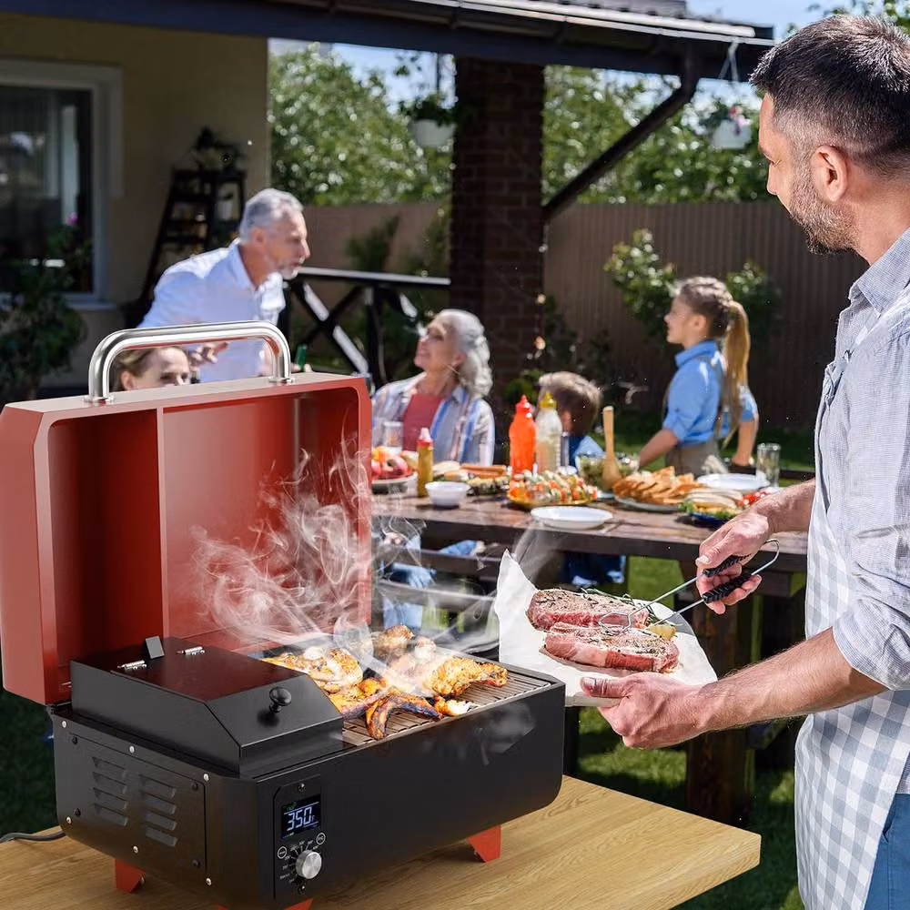 Costway 8-in-1 Digital Control Wood Pellet Smoker and Tabletop Grilling Stove, Red, W/D/H: 46 x 38 x 46 cm – 5