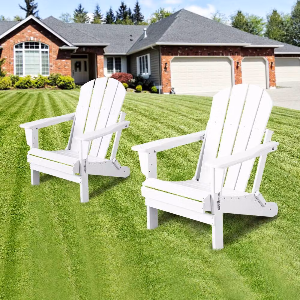 Mona Vale Furniture White All-Weather Foldable Adirondack Outdoor Lounge Chair – 3