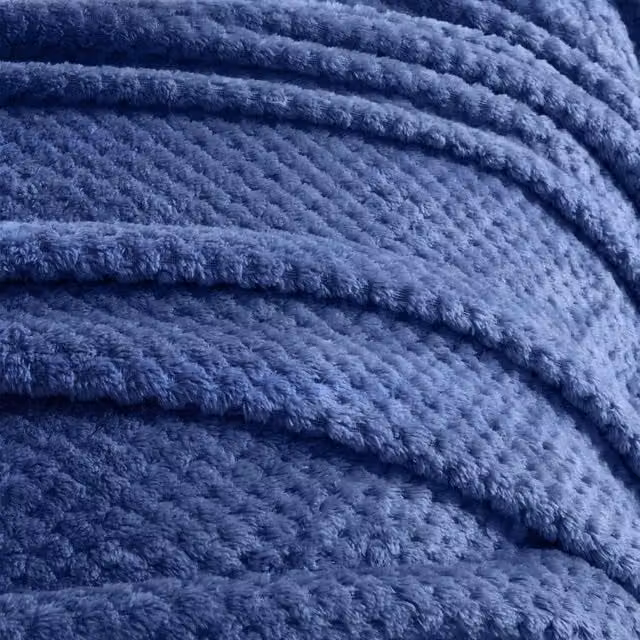 Dreamscene Waffle Honeycomb Mink Throw in Navy Blue, W: 150 cm