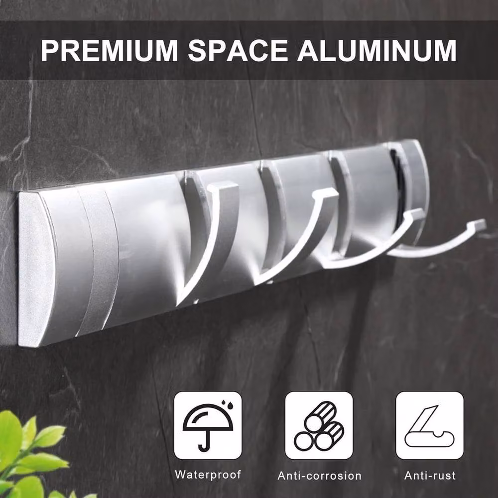 Kelvenix Wall Mounted Metal Coat Hooks and Drying Rack in Matt Silver – 2