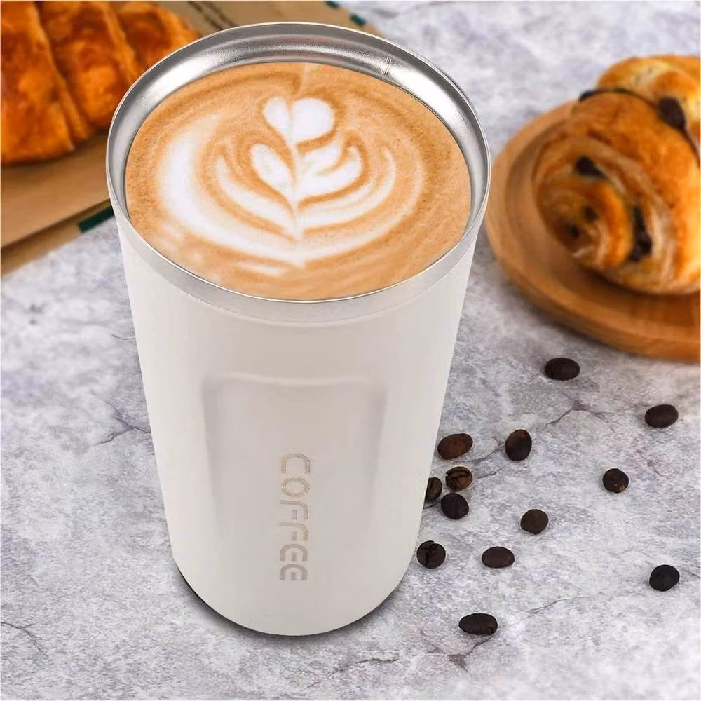 Pawnora White Double Walled Insulated Stainless Steel Coffee Mug, 380 ml – 3