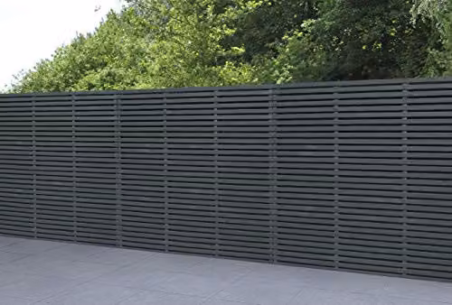 Forest Garden Impregnated Double Slatted Wooden Fence Board, Anthracite Grey, Height: 180 cm – 2