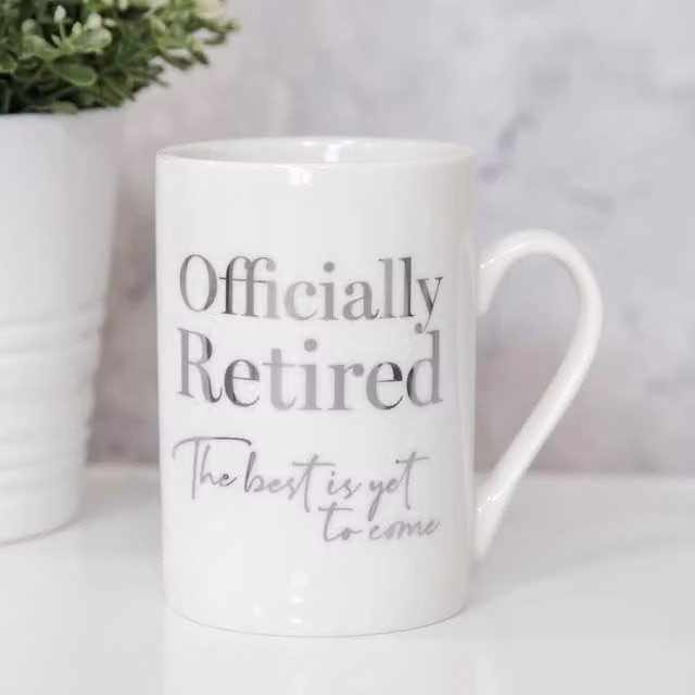 Widdop Gifts Officially Retired The Best Is Yet To Come Ceramic Mug in Multicoloured and White
