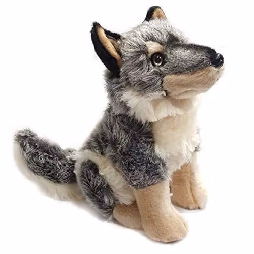 Ravensden Suma Collection Plush Wolf Soft Toy in White and Grey, Height: 28 cm