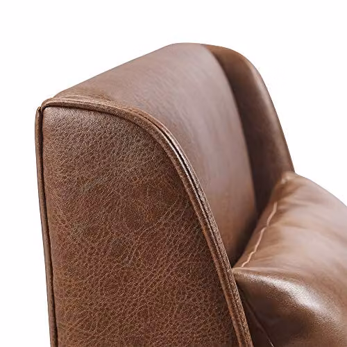 Versanora Teamson Home Marc Lounge Accent Chair in Brown Faux Leather with Solid Wood Frame – 5