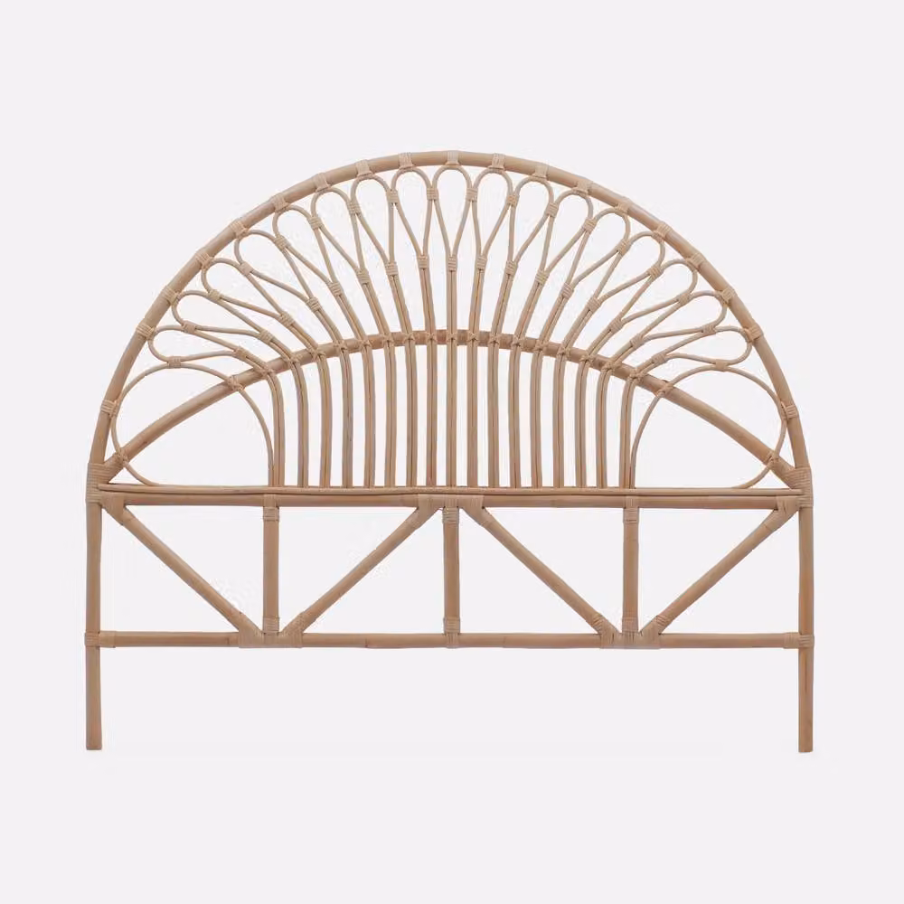sweeek Natural Rattan Queen Bed Headboard in Light Brown, W: 160 cm, H: 130 cm – 2