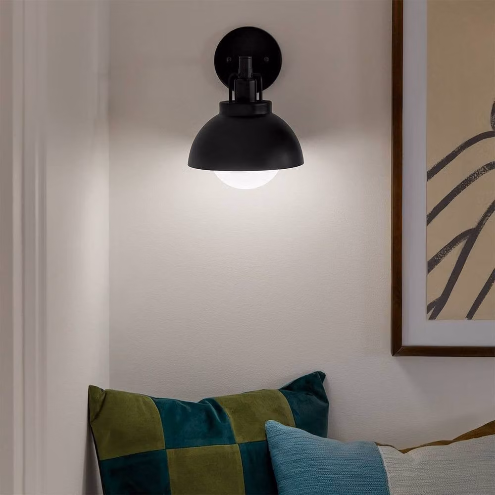Netlighting Kichler Niva Dome Wall Lamp in Black with Glass and Metal Finish, 1x E27 – 2