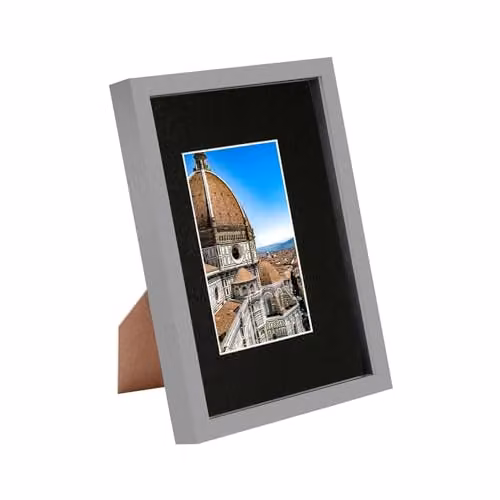 Nicola Spring Modern Rectangular 3D Shadow Box Frame in Grey with Black Mount, A4 Size, W/D/H: 32.0 x 23.5 x 3.5 cm – 1