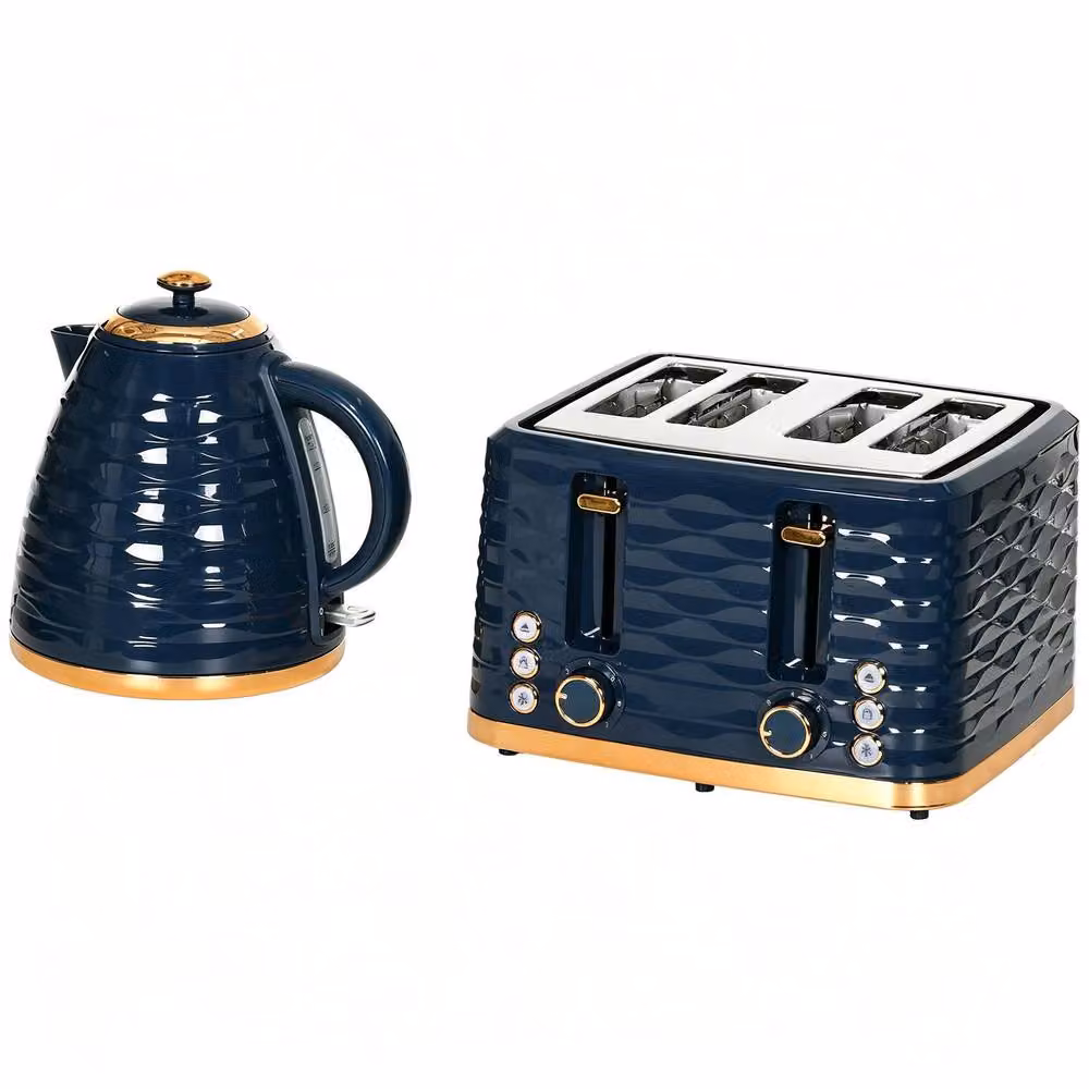 STILVORA Blue Stainless Steel Kettle and 4 Slice Toaster Set – 5