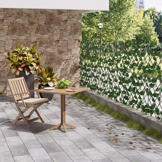 Livingandhome Green and Brown Grape Leaf Artificial Hedge Panel, Height: 194 cm