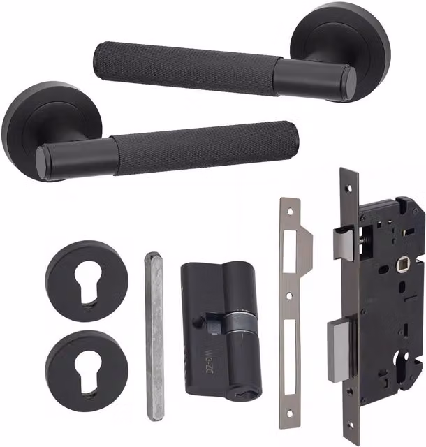 Golden Grace Matt Black Door Handle Set