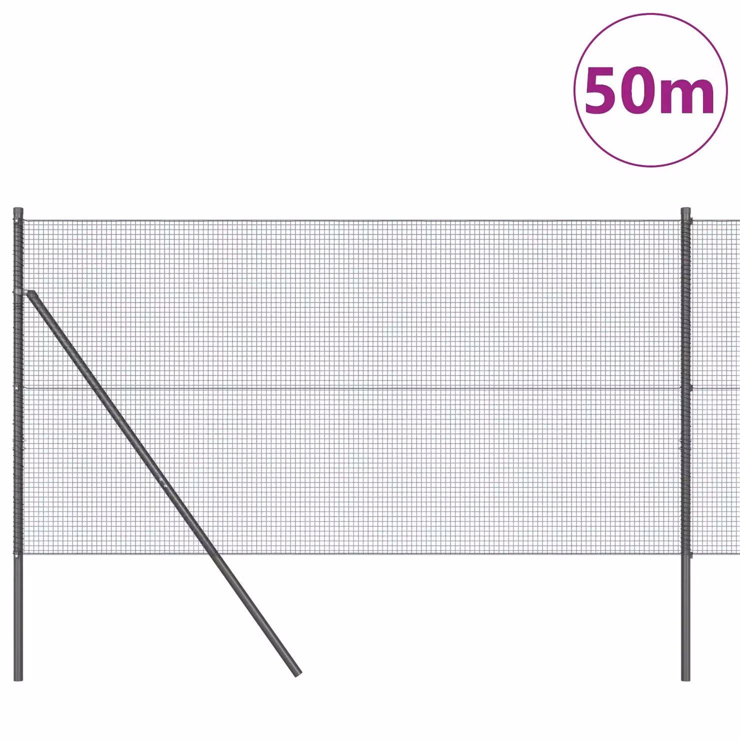 Berkfield Home Grey Steel Welded Wire Fence with 13 Posts, 1.2 x 50 m – 2