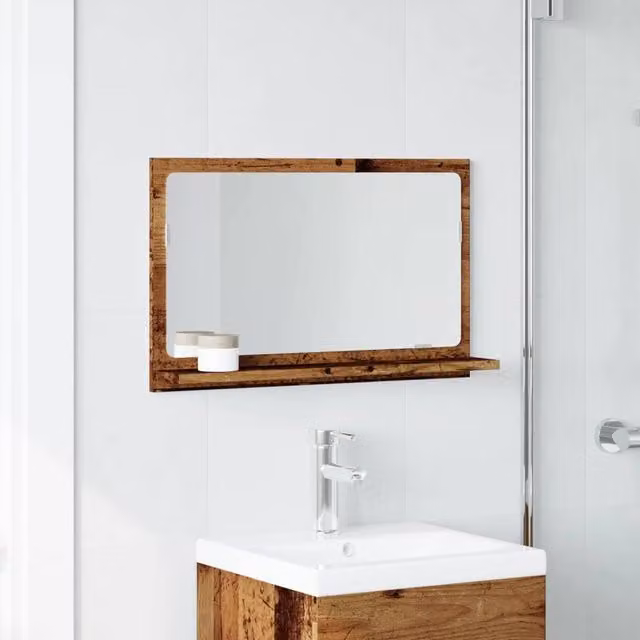 Berkfield Home Bathroom Mirror Cabinet in Brown Old Wood, W/D/H: 60 x 11 x 37 cm – 1