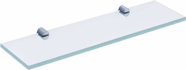 Nes Home Clear Toughened Glass Bathroom and Kitchen Shelf with Silver Chrome Brass Brackets