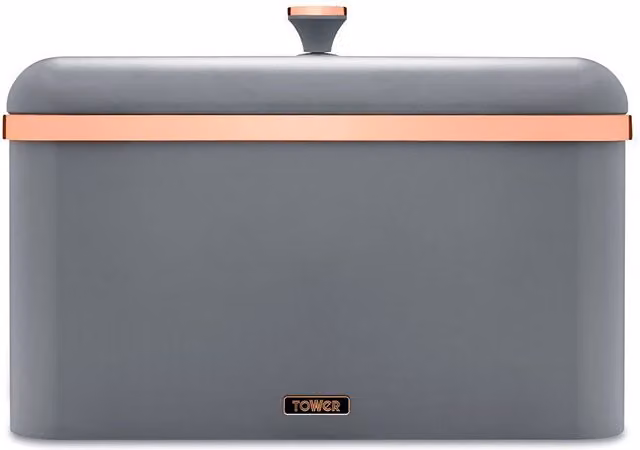 Tower Cavaletto Metal Bread Bin with Loose Lid, Grey and Gold, W: 24.0 cm, D: 17.5 cm, H: 33.0 cm – 8