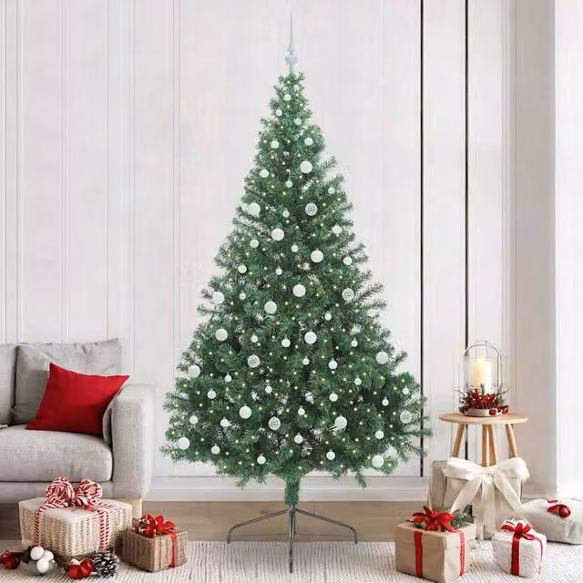 Berkfield Home Artificial Pre-lit Christmas Tree in Green, Height: 240 cm