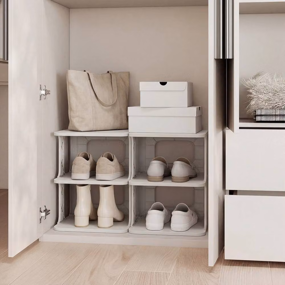 VOGREX 6-Tier Stackable Closet Shoe Rack in White, W/D/H: 76.0 x 27.5 x 24.5 cm – 3