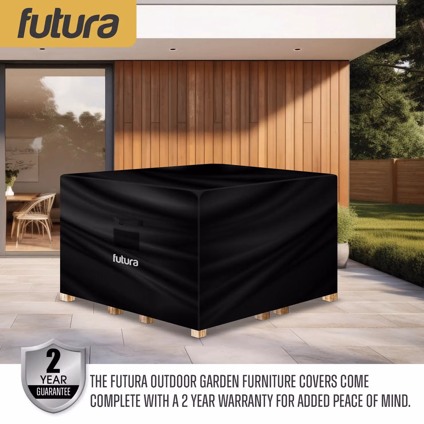 Futura Premium 600D Waterproof Square Garden Furniture Cover for Outdoor Rattan Sofas, Black, W/D/H: 200 x 200 x 90 cm – 6