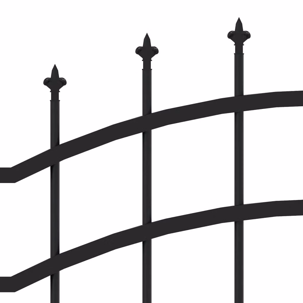 Berkfield Home Garden Fence with Spear Top in Black Powder-coated Steel, Height: 222 cm – 4