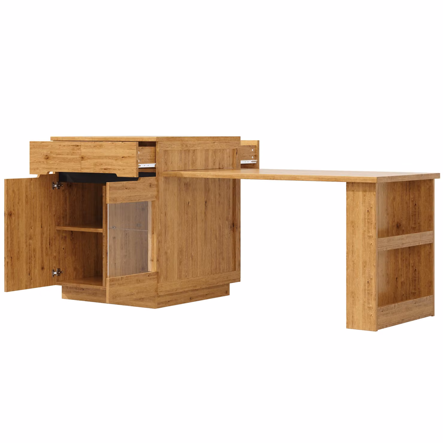 Aosom UK Versatile Wood Kitchen Island with Extendable Table and 2 Drawers in Brown, W: 122-195 cm, D: 70 cm, H: 93.5 cm – 2