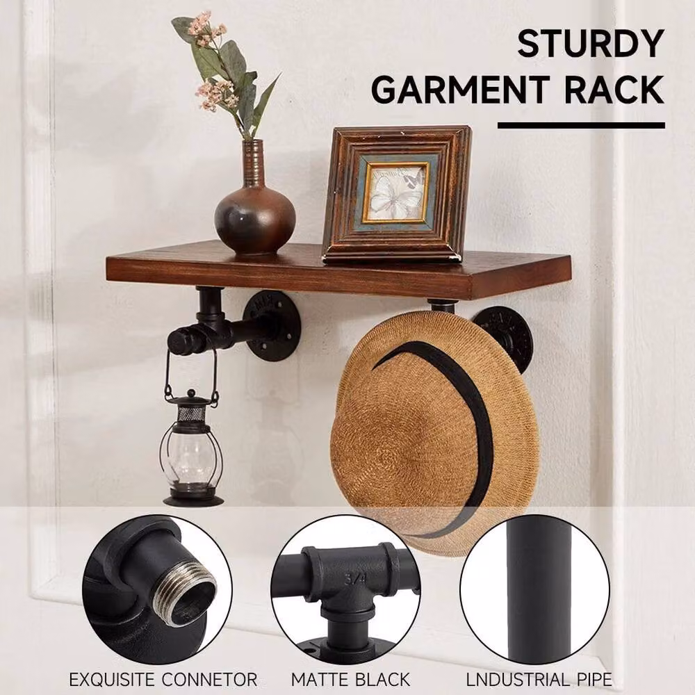 FORGEVIO Industrial Pipe Metal Clothes Rail Rack in Black – 4