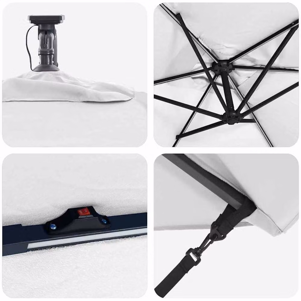 Berkfield Home Modern Cantilever Banana Parasol in Light Sand, W/D/H: 294 x 200 x 254 cm – 4