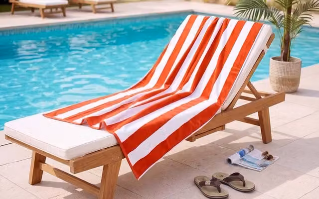 Deyongs Cabana Bay Supersoft 100% Cotton Woven Stripe Large Beach Towel in Orange, W: 80 cm, L: 165 cm