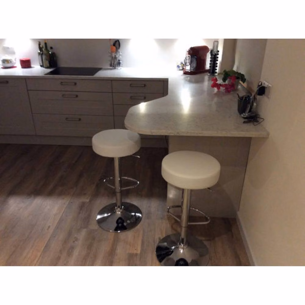 netfurniture Envy White Kitchen Swivel Bar Stool with Height Adjustable Metal Base – 2
