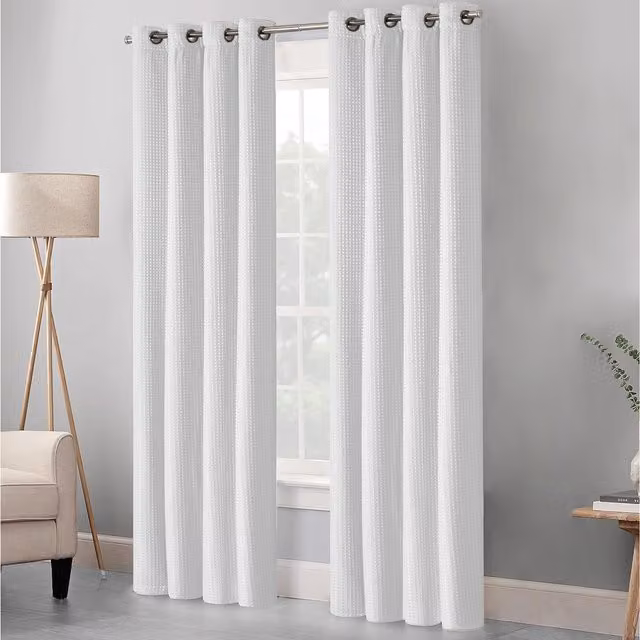 Velosso White Blackout Eyelet Fabric Curtain Pair