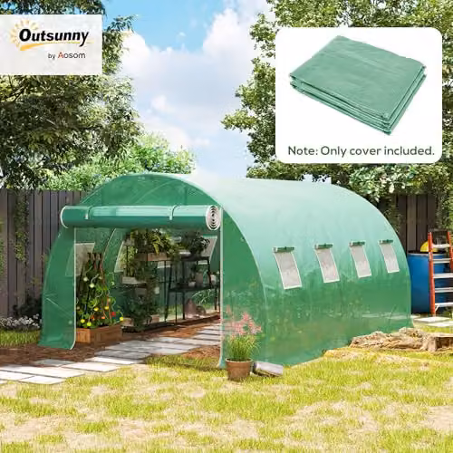 Outsunny Green Plastic Polytunnel Greenhouse Replacement Cover W/D/H: 400 x 300 x 200 cm – 2
