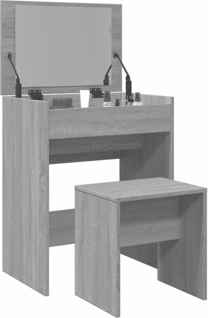 Berkfield Home Dressing Table and Stool in Grey Sonoma, W: 60 cm, D: 40 cm, H: 113.5 cm