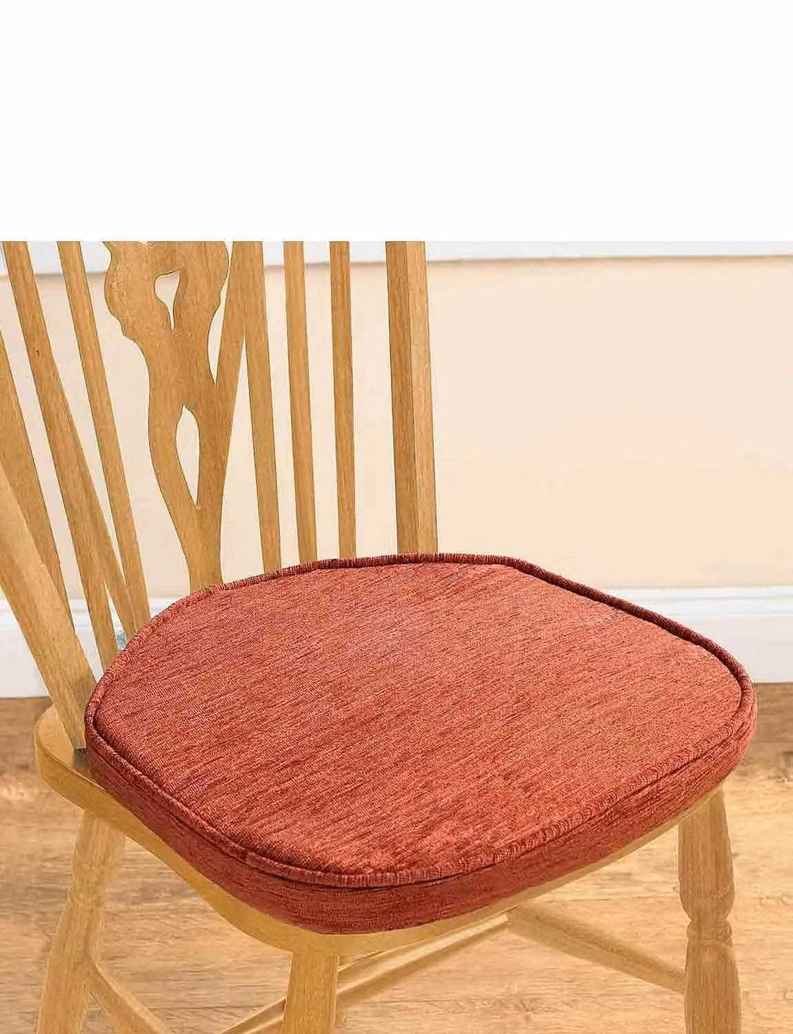 Chums Chenille Square Dining Seat Pads Pack of Two in Terracotta with Washable Removable Covers W/D/H: 38.1 x 38.1 x 4.0 cm – 2