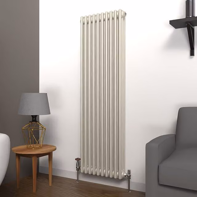 Lux Heat Vertical Coloured Column Radiator in Dune Grey, H 150 cm x W 47 cm