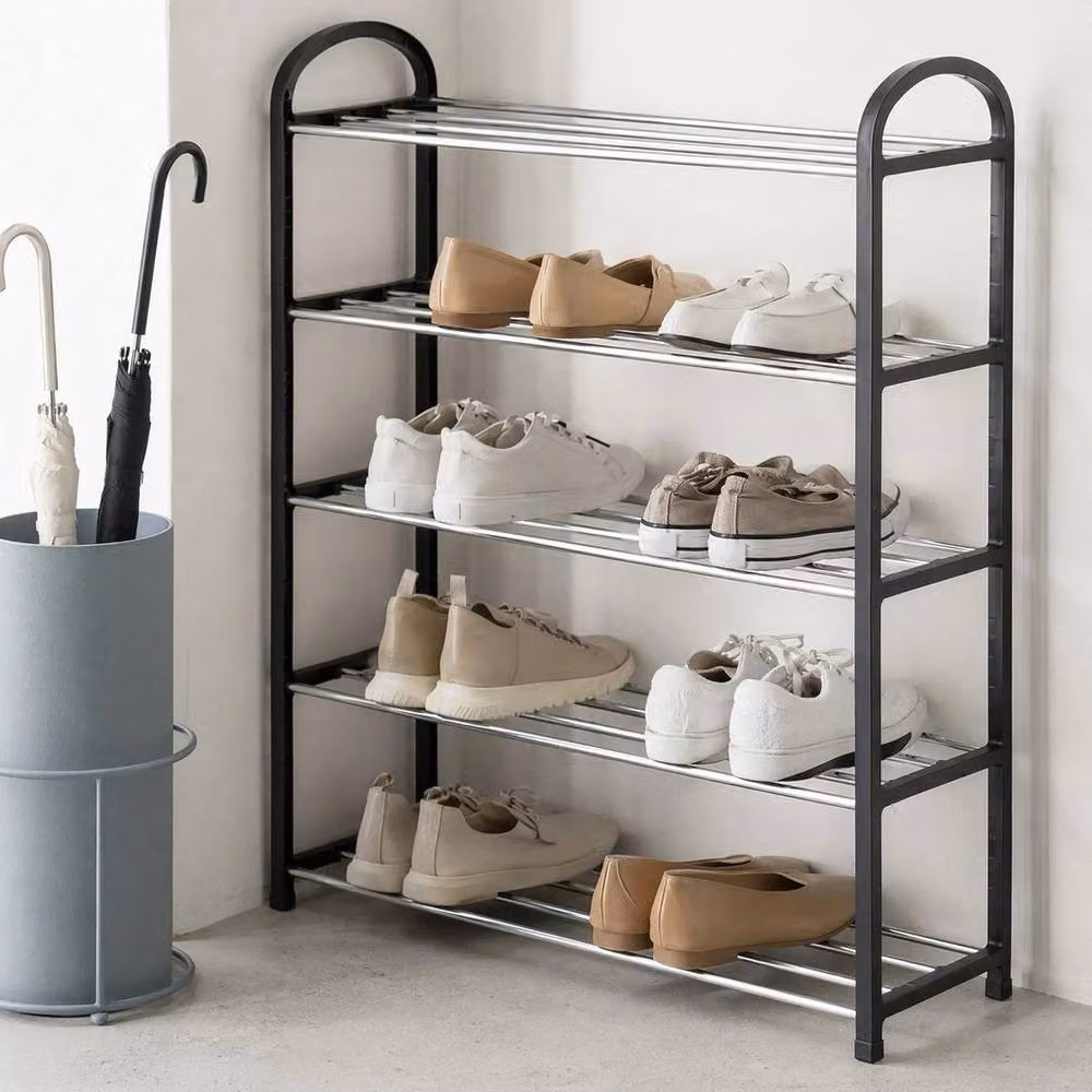 Kelvenix Black 5 Tier Heavy Duty Metal Shoe Rack – 5