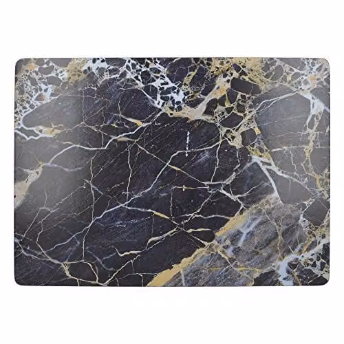 Creative Tops Navy Marble Premium Large Cork-Backed Placemats, Set of 4, Grey and Gold, W: 40 cm, D: 29 cm