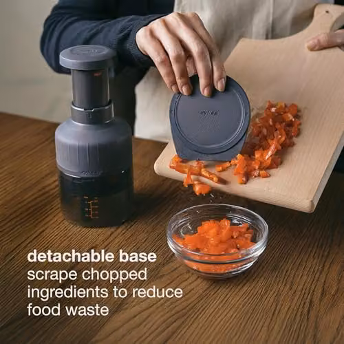 Zyliss Zick Zick 3 Manual Food and Onion Chopper in Grey with Stainless Steel Blades and Dishwasher Safe Container – 6